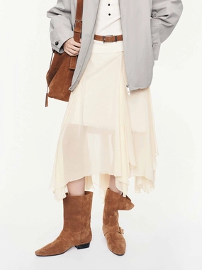 Asymmetrical Hem Flowy Skirt AbrasionGuardTape Unisex style