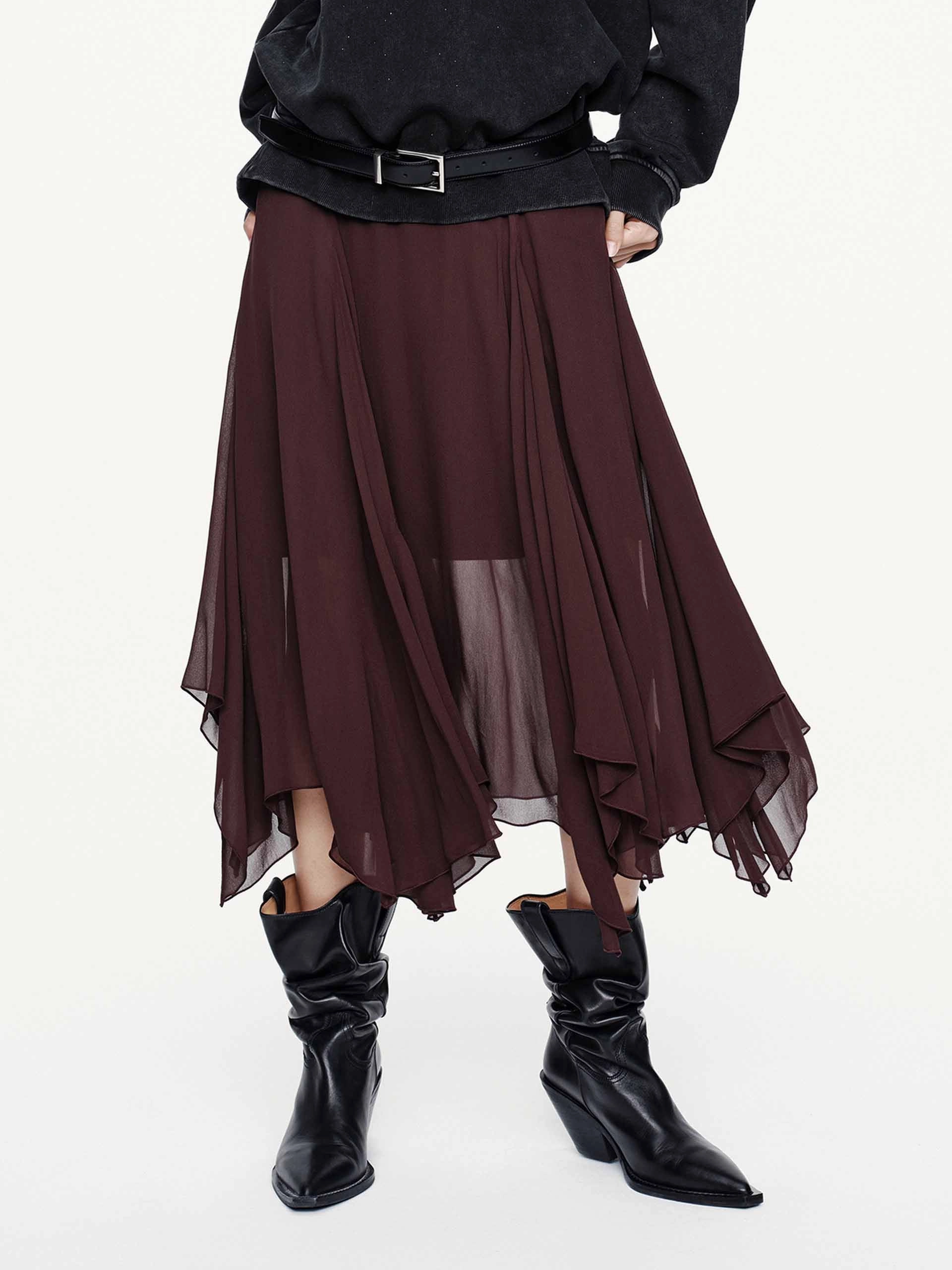 Outdoor Activity Asymmetrical Hem Flowy Skirt