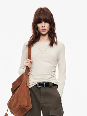 Asymmetrical Hem Knitted Top Ventilated Panels