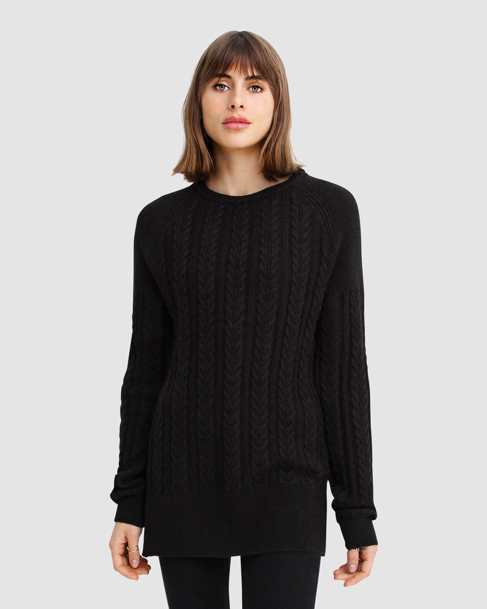 Soft and Cozy Knit At Last Cable Knit Jumper With Slit