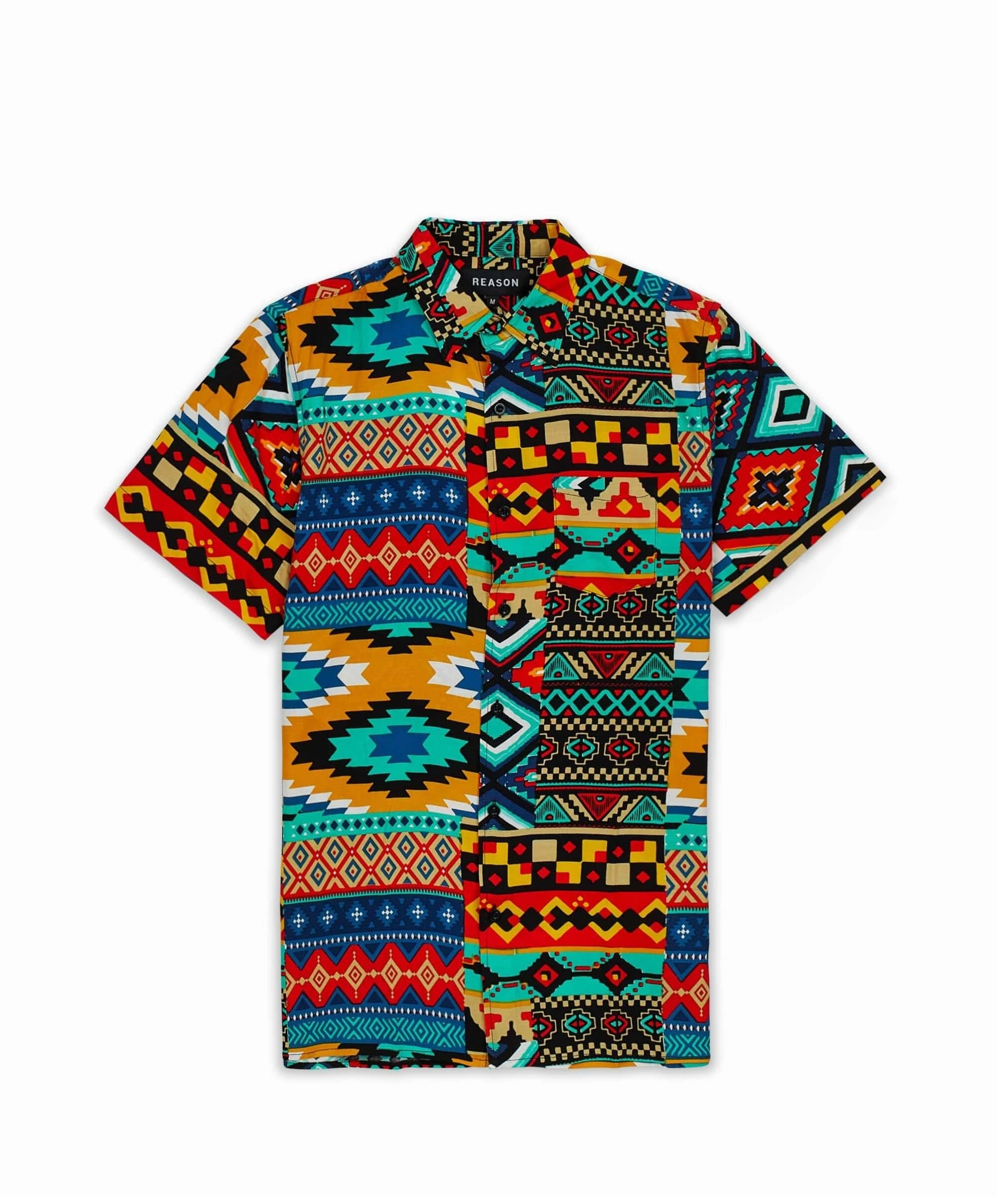 Classic Crewneck Design Aztec Print Short Sleeve Shirt