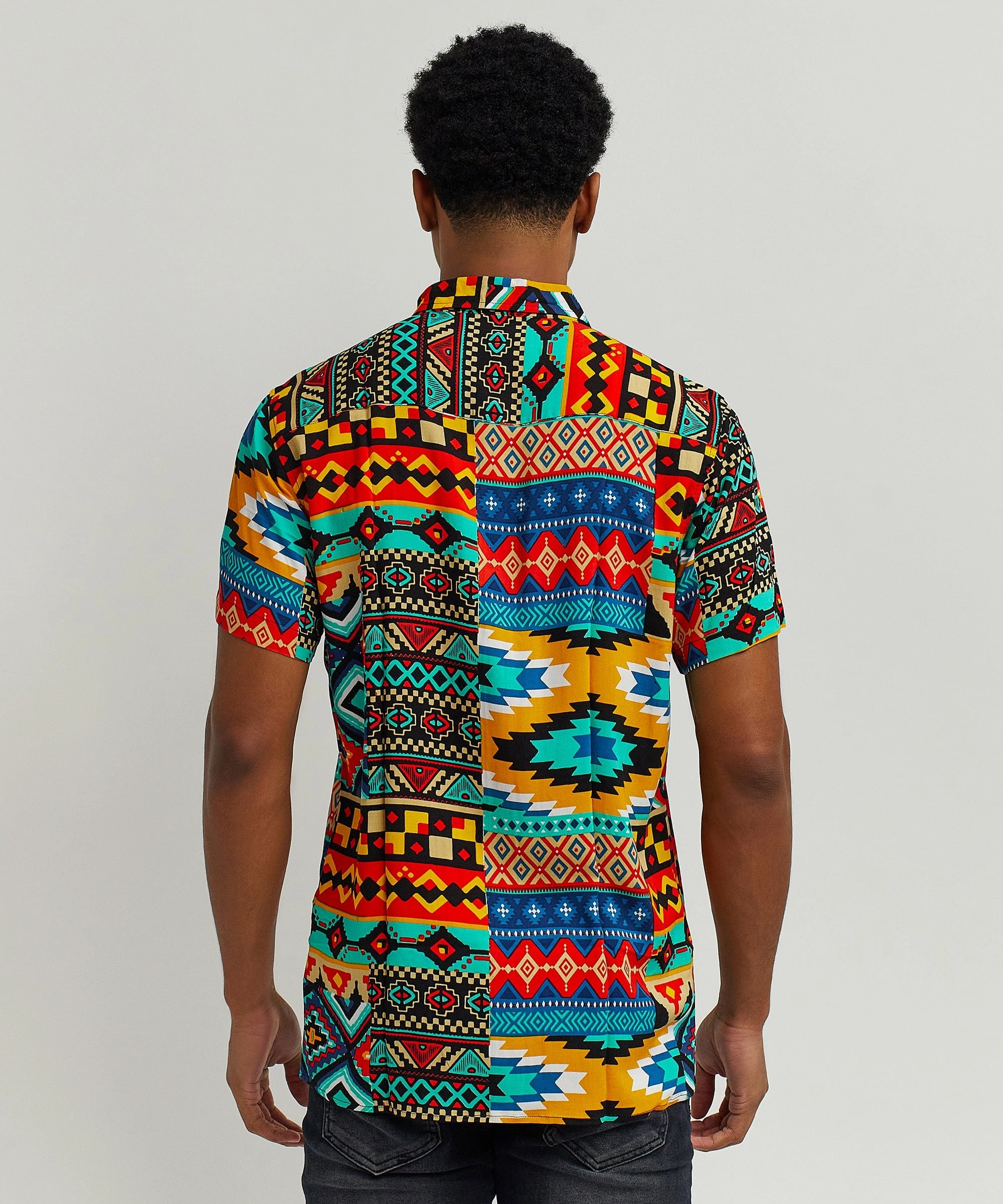 Aztec Print Short Sleeve Shirt Classic Cut