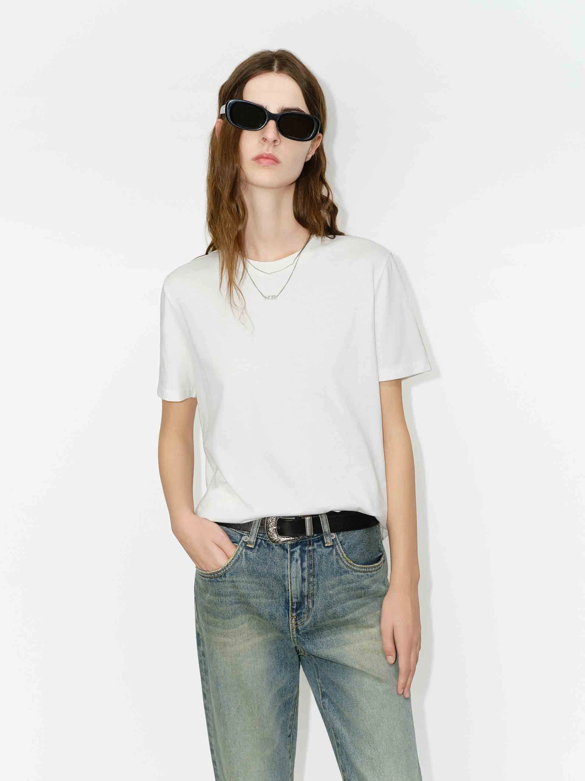 Easy Style Non Fading Material Back Letter Basic T-shirt