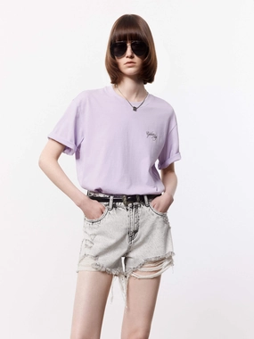 Basic Layering Back Printed Cotton T-shirt