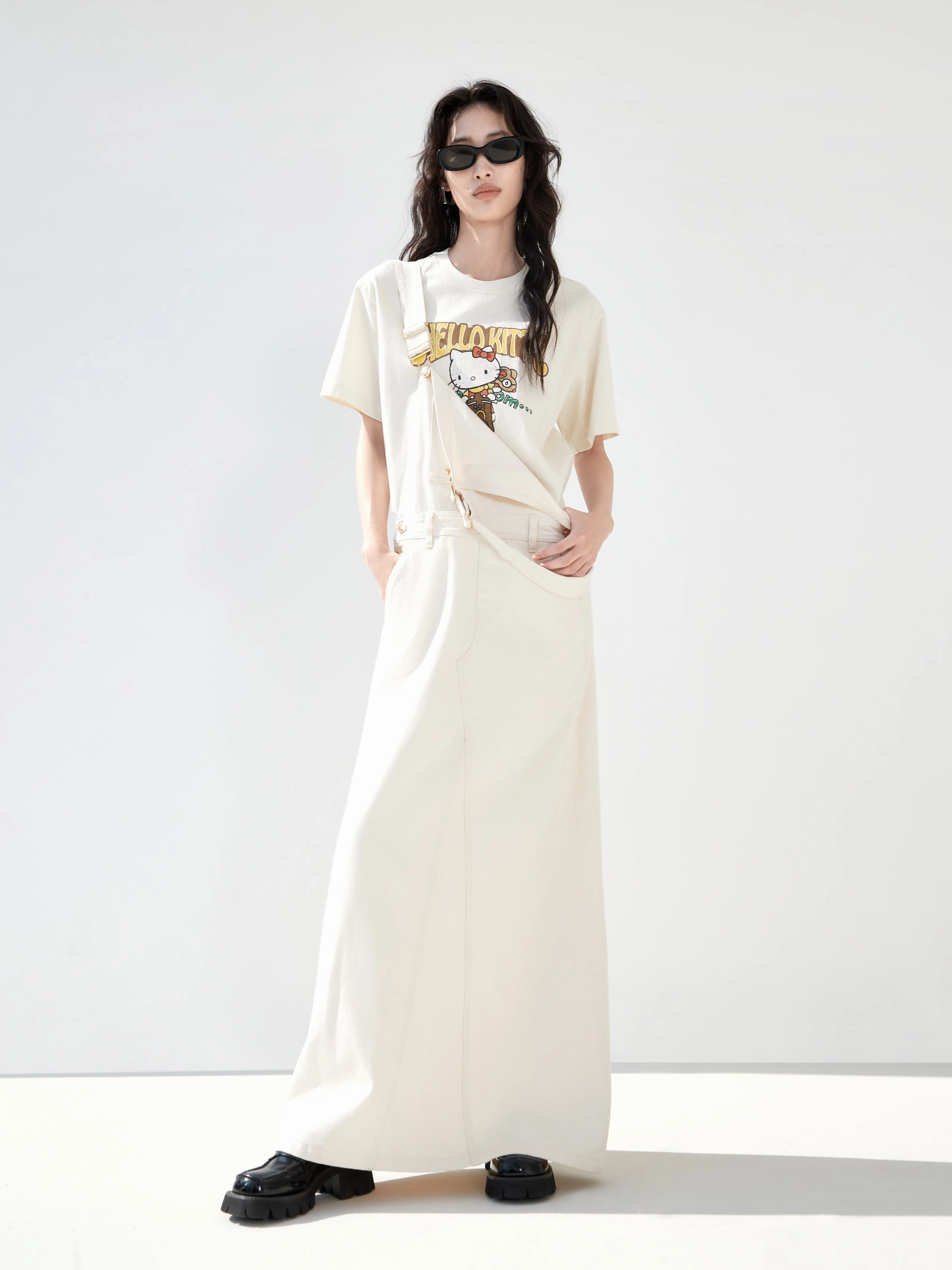 Back Slit Cotton Dress with Straps AdjustableStraps Relax Draping