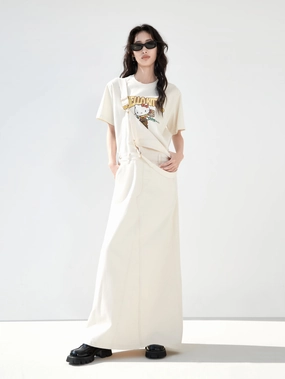 Essential Piece Classic A-line design Back Slit Cotton Dress with Straps