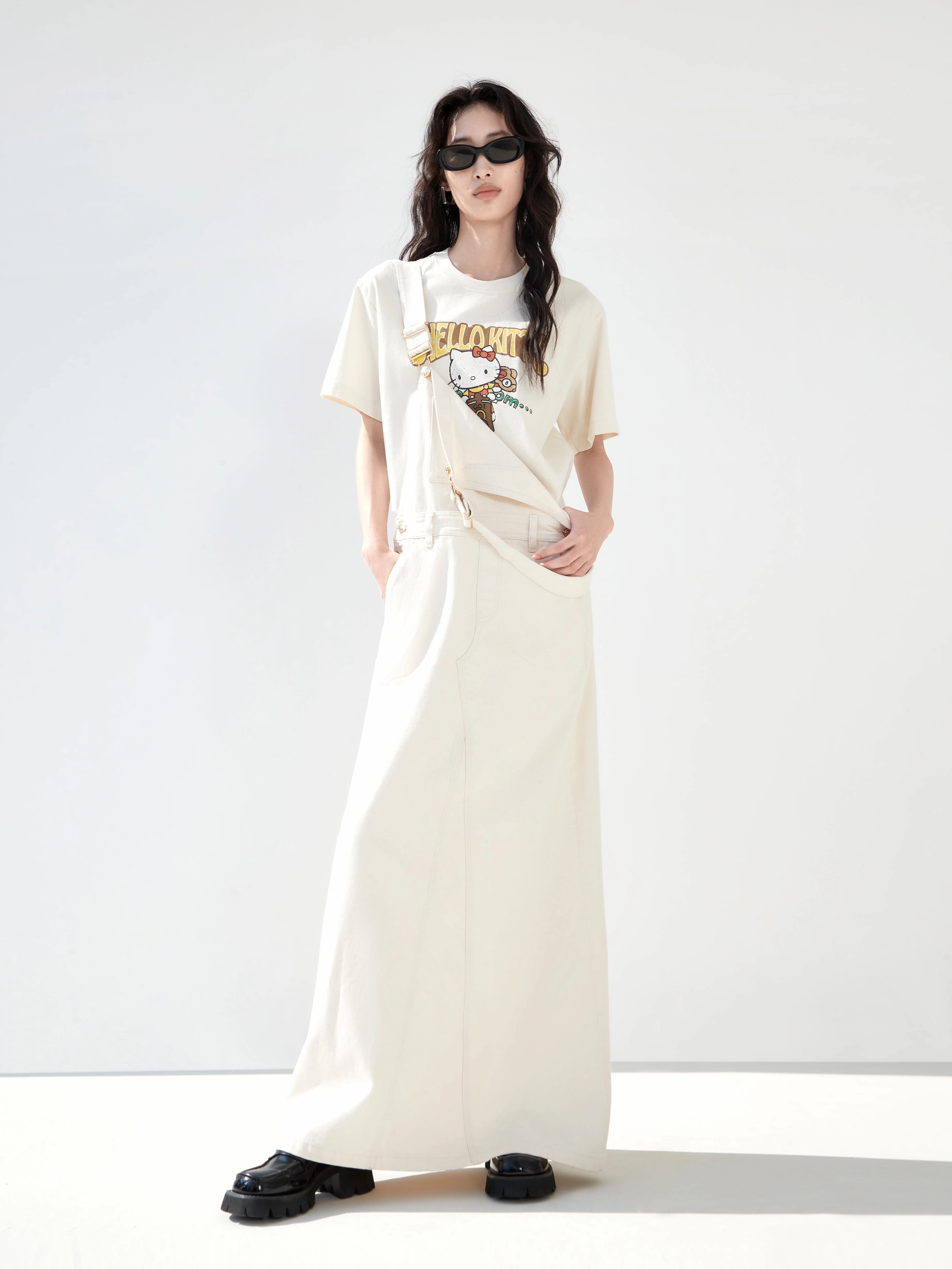 Stain-Resistant Airy Touch Back Slit Cotton Dress with Straps