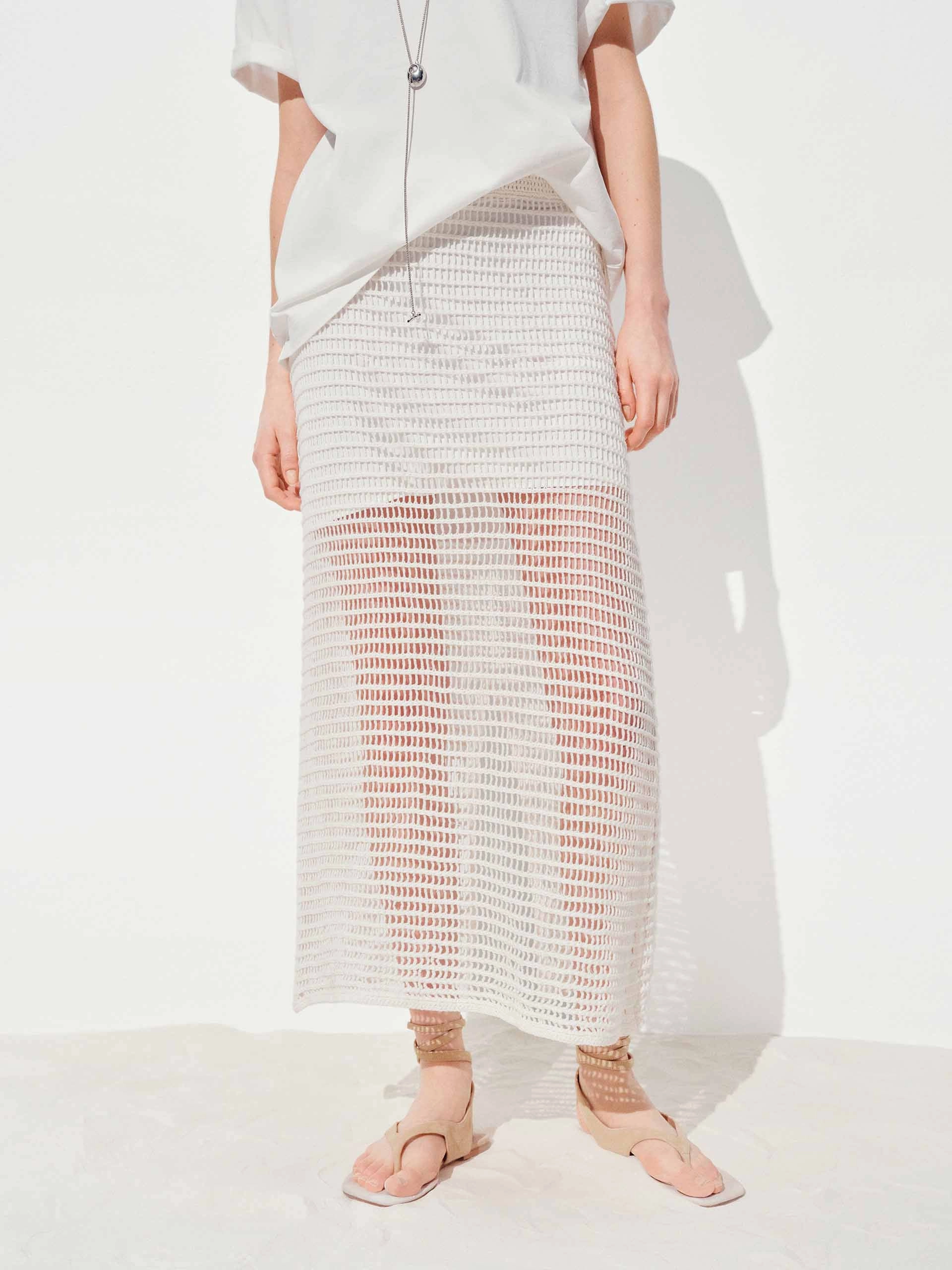 Back Slit Crochet Skirt Zip-off legs