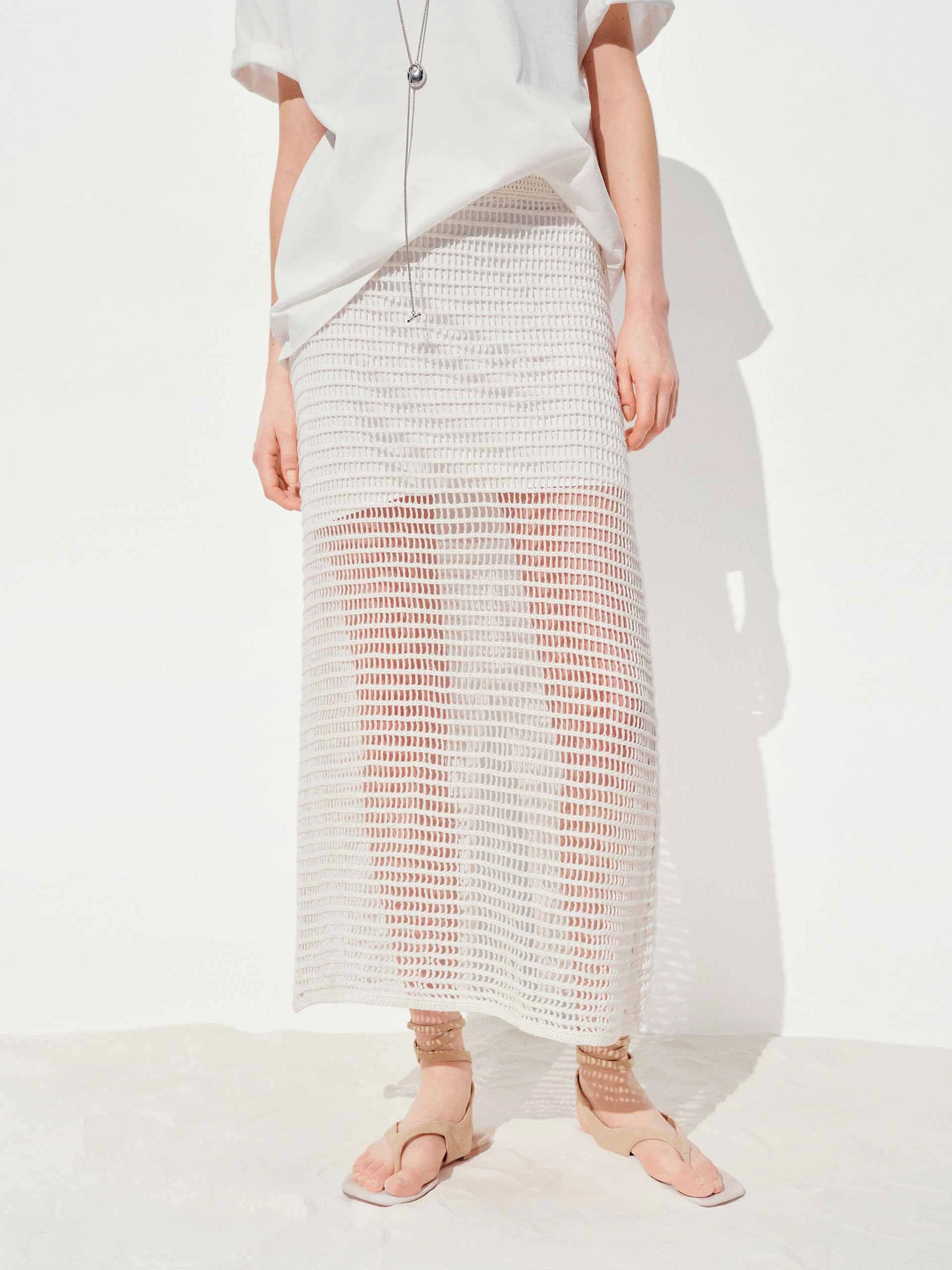 Chic Appeal Outdoor Essentials Back Slit Crochet Skirt