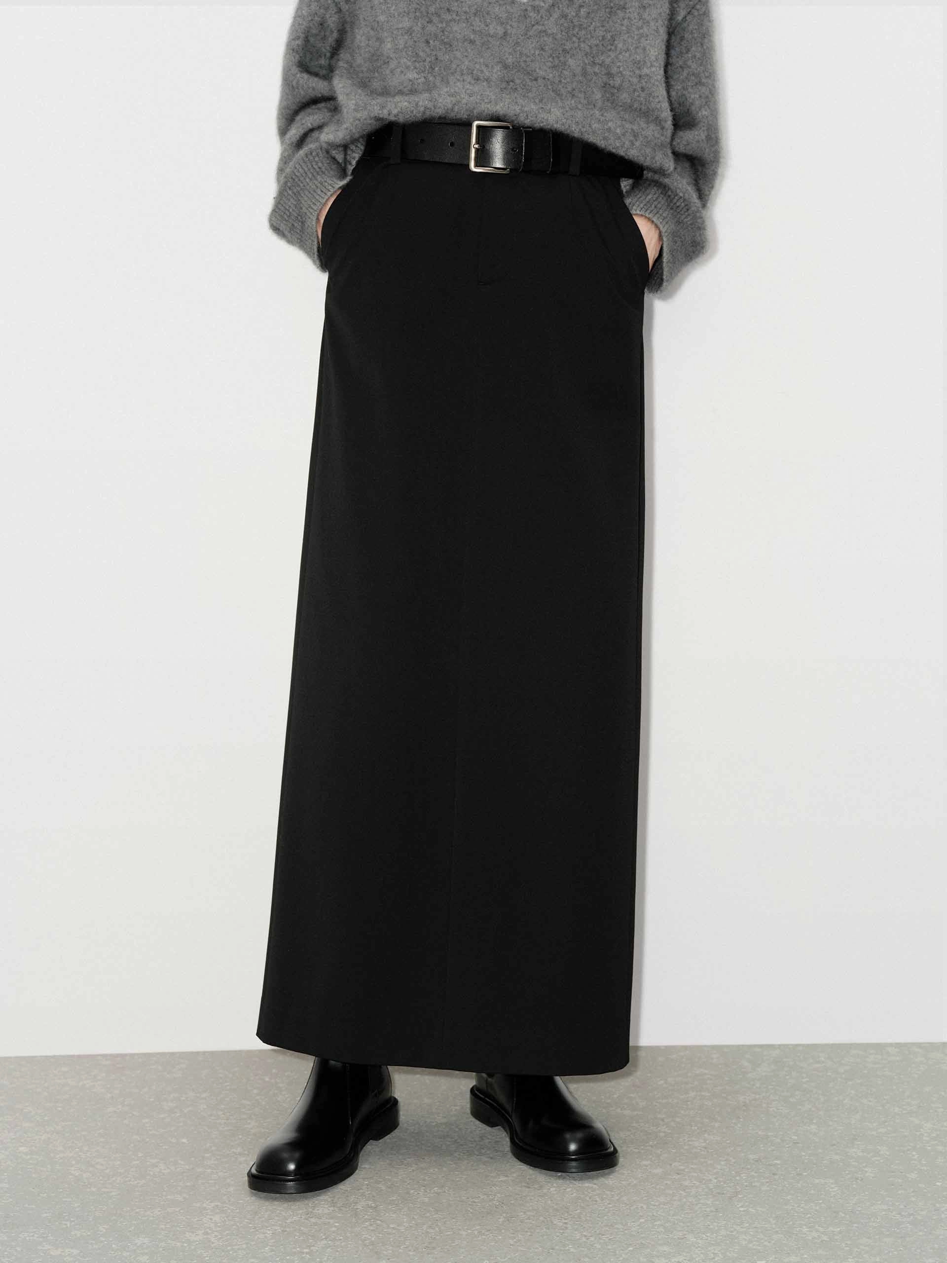 FunctionalZipper Belt loops Back Slit Straight Skirt