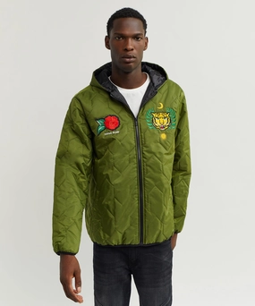 Quilted Hooded Jacket - Olive Green Weather Proof Sun Protection Fabric