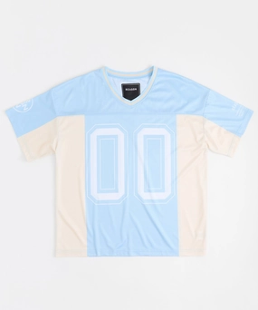 Raw Edge Detail Baller Football Jersey - Light Blue