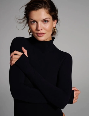 Thermal Insulation Core TexturedSurface Ballet L/S Turtleneck Bodysuit