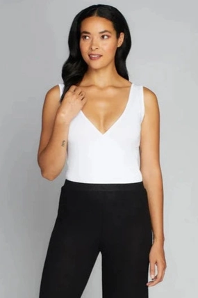 Drop Shoulder Design ClassicCrewNeck Bamboo Sleeveless Wrap Body Suit