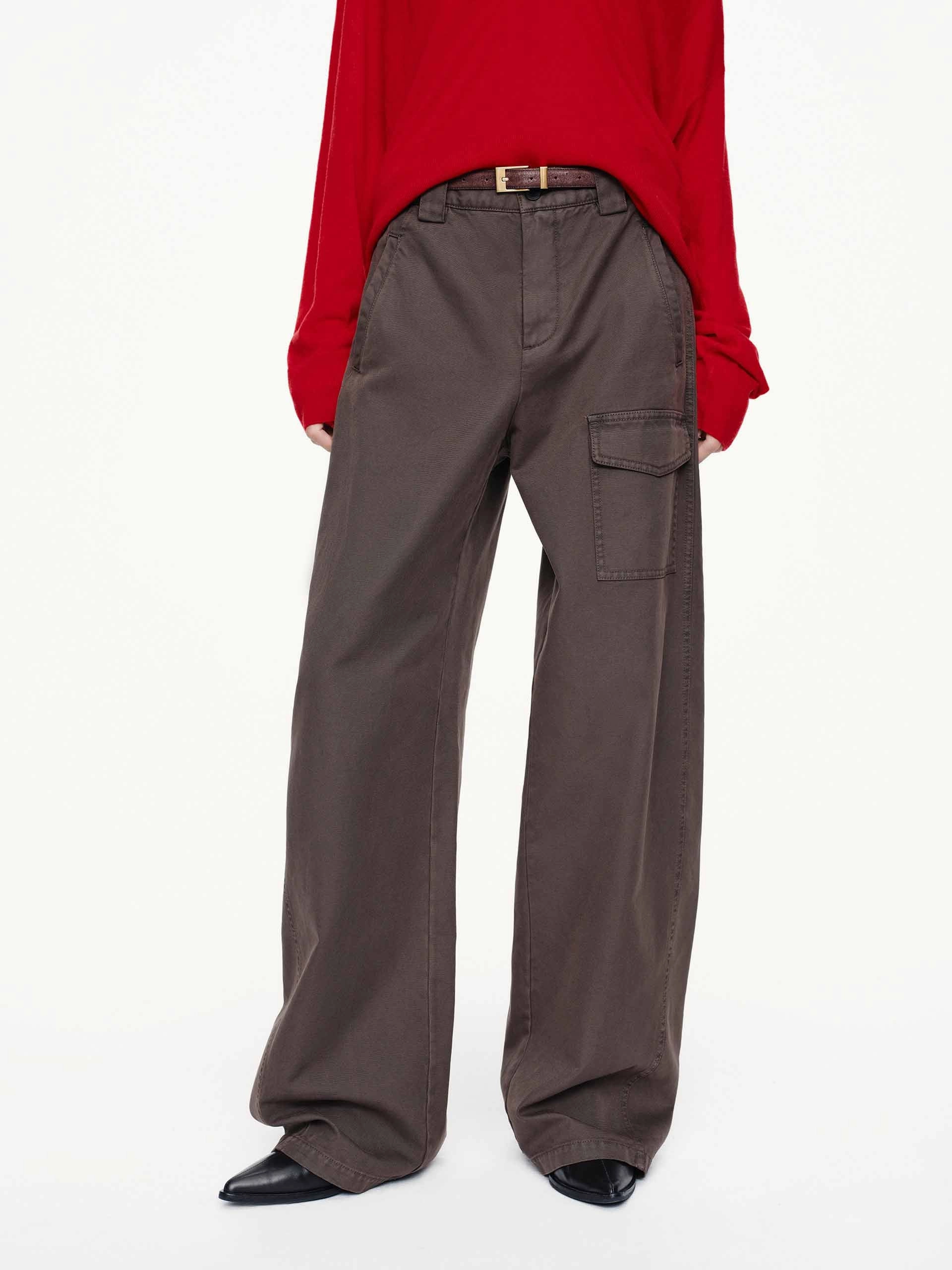 Moisture Wicking Fabric Casual Design Barrel Leg Cargo Pants