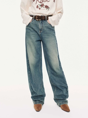 Barrel Leg Cotton Jeans Youth Style Student Outfit Bold Traveler Gear