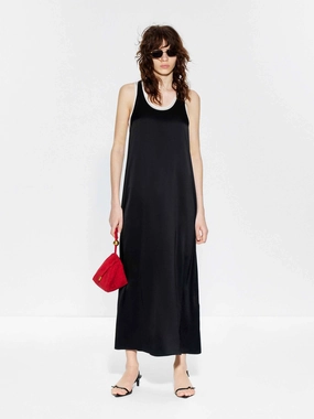 Silky Shape Contrast Layered Dress