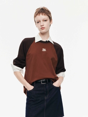 insulated Organic Cotton Construction Contrast Raglan Sleeves T-shirt