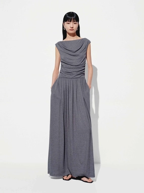 Shiny surface Sleeveless Off-shoulder Dress
