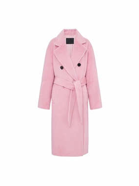 Belt Long Fuzzy Coat Double Layered Fabric