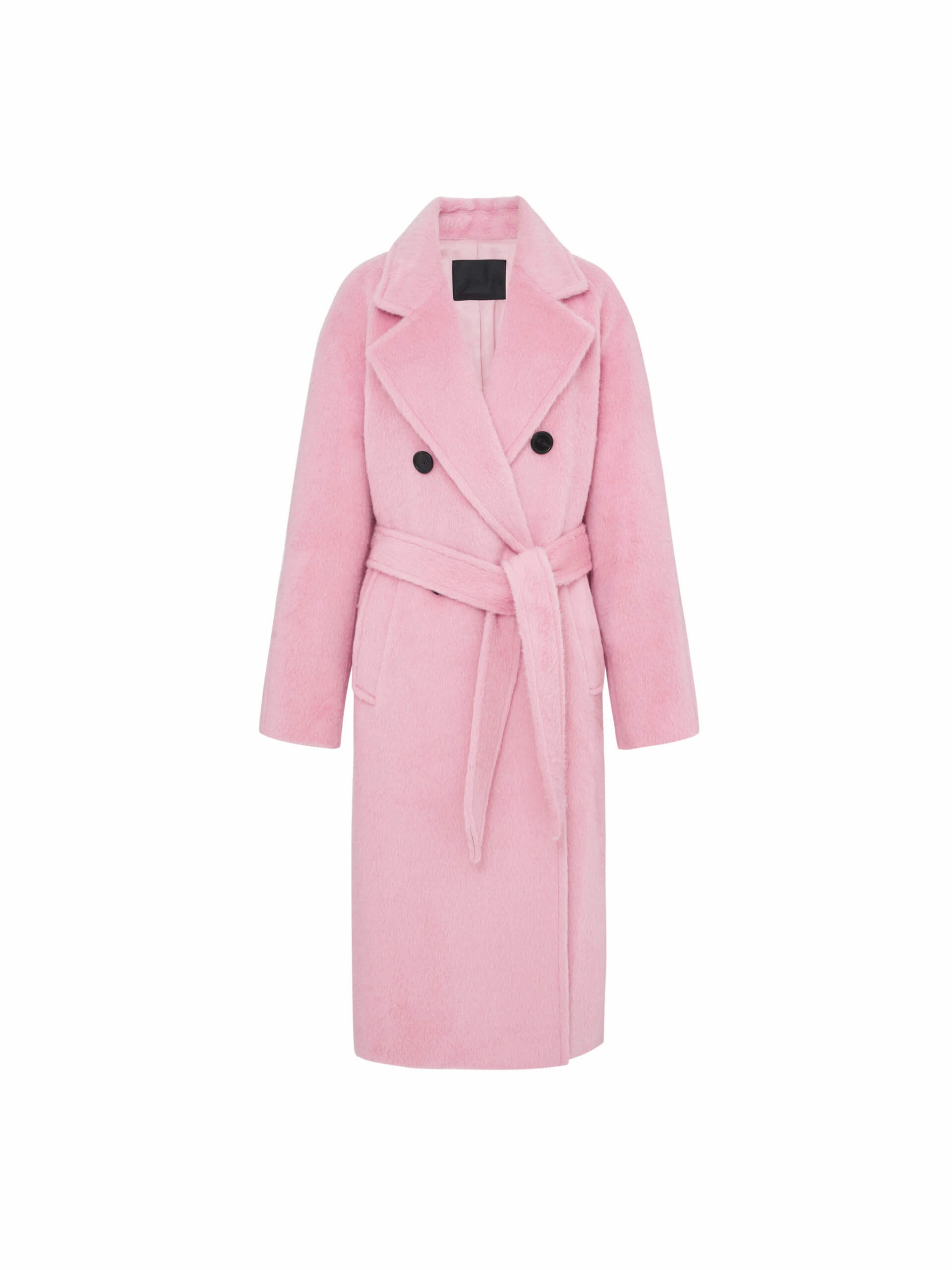 Belt Long Fuzzy Coat Double Layered Fabric