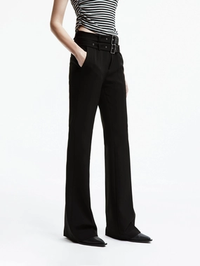 Belt Straight Leg Pants Practical Look