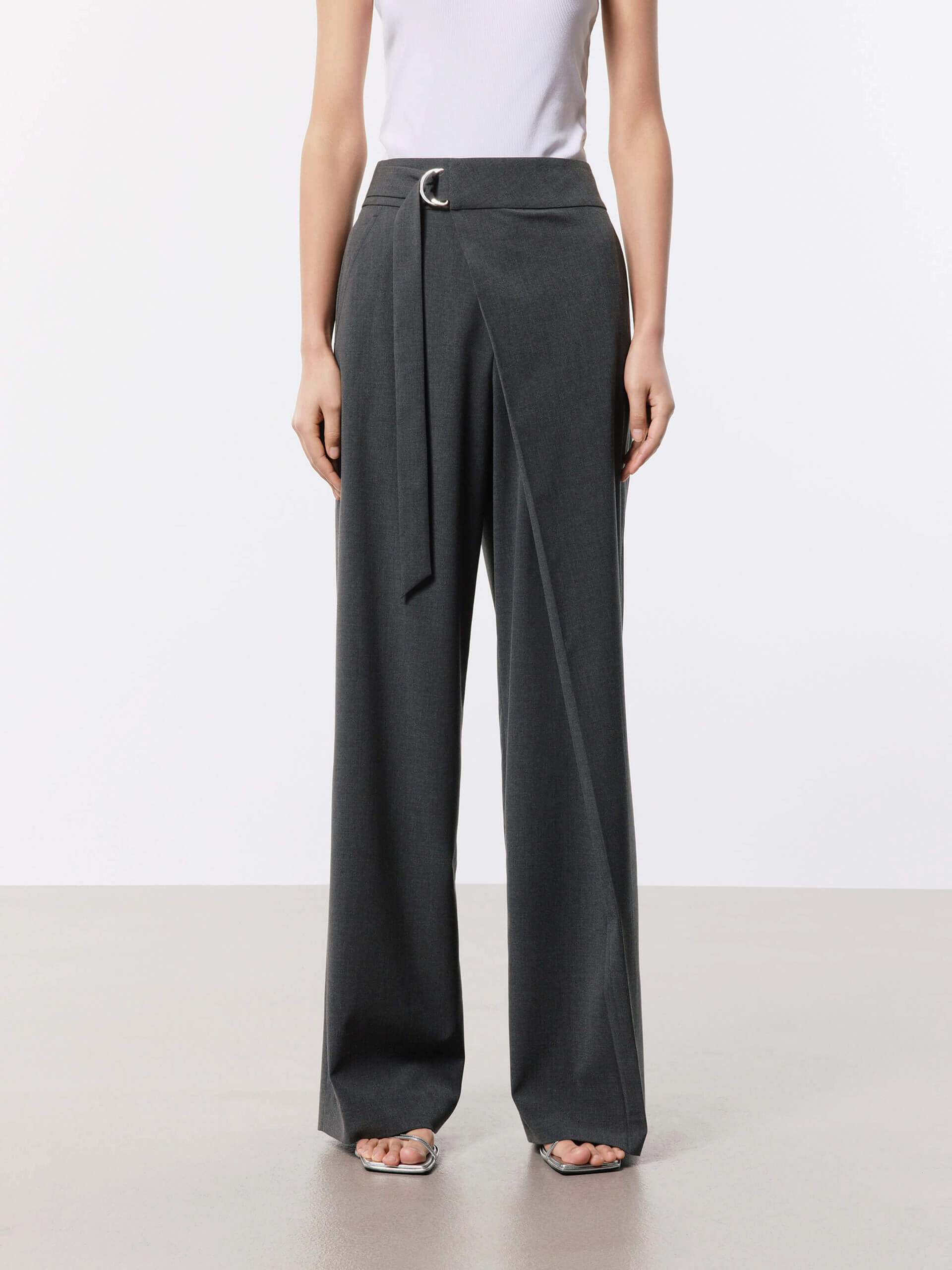 Flexible Seam Soft Fabric Belt Wide Leg Pants
