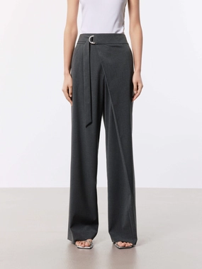 Belt Wide Leg Pants Body-Hugging Fit