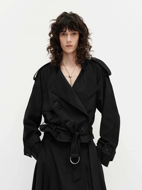 Belted Hem Loose Jacket Street Explorer Fit