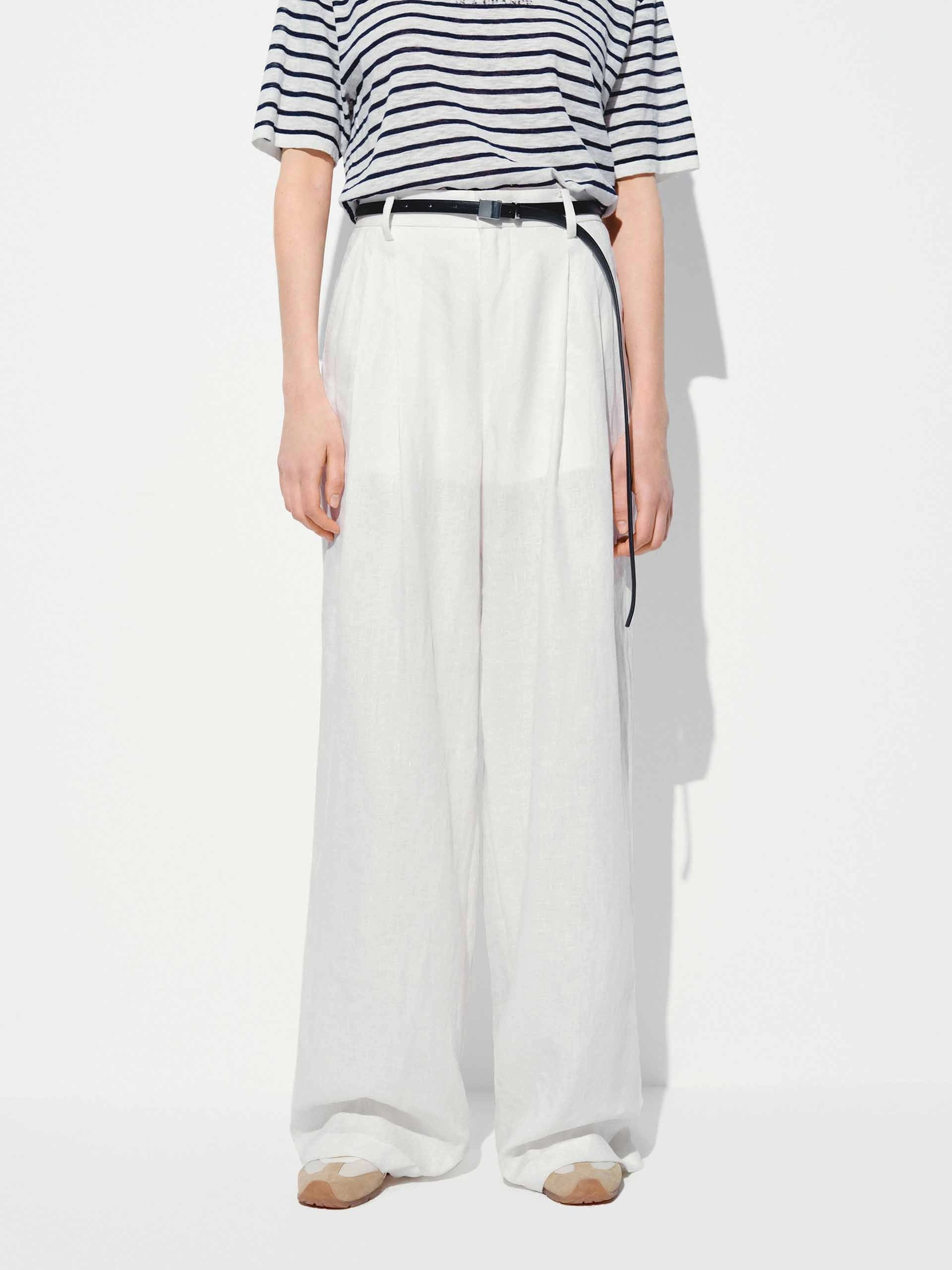 Belted Linen Straight Pants Full Motion Effortless Fit