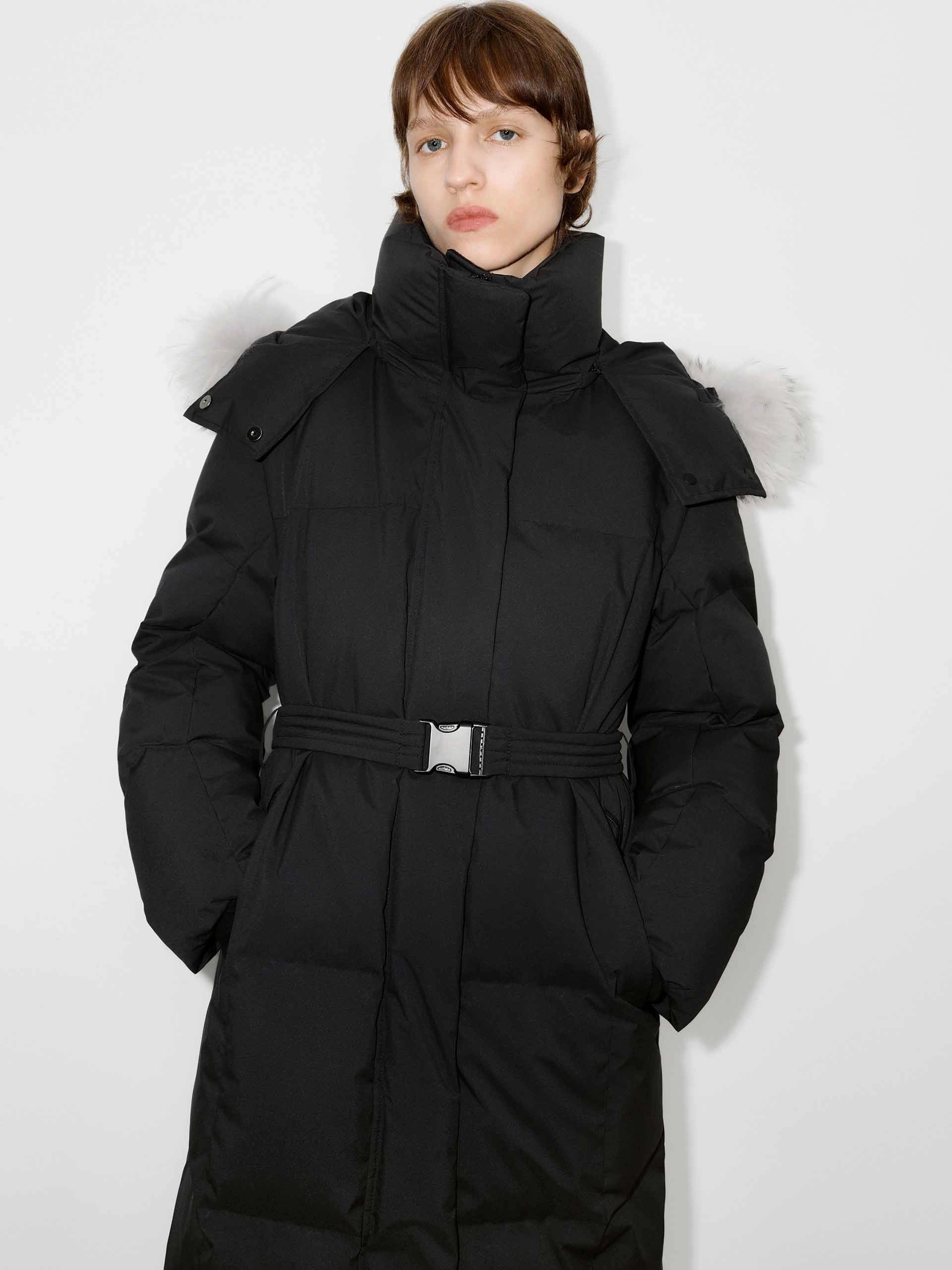 Belted Quilted Down Coat Stylish Layer