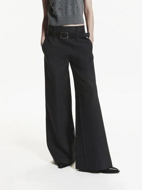 Belted Wide Leg Pants ExpandableSidePanels Durable Fit