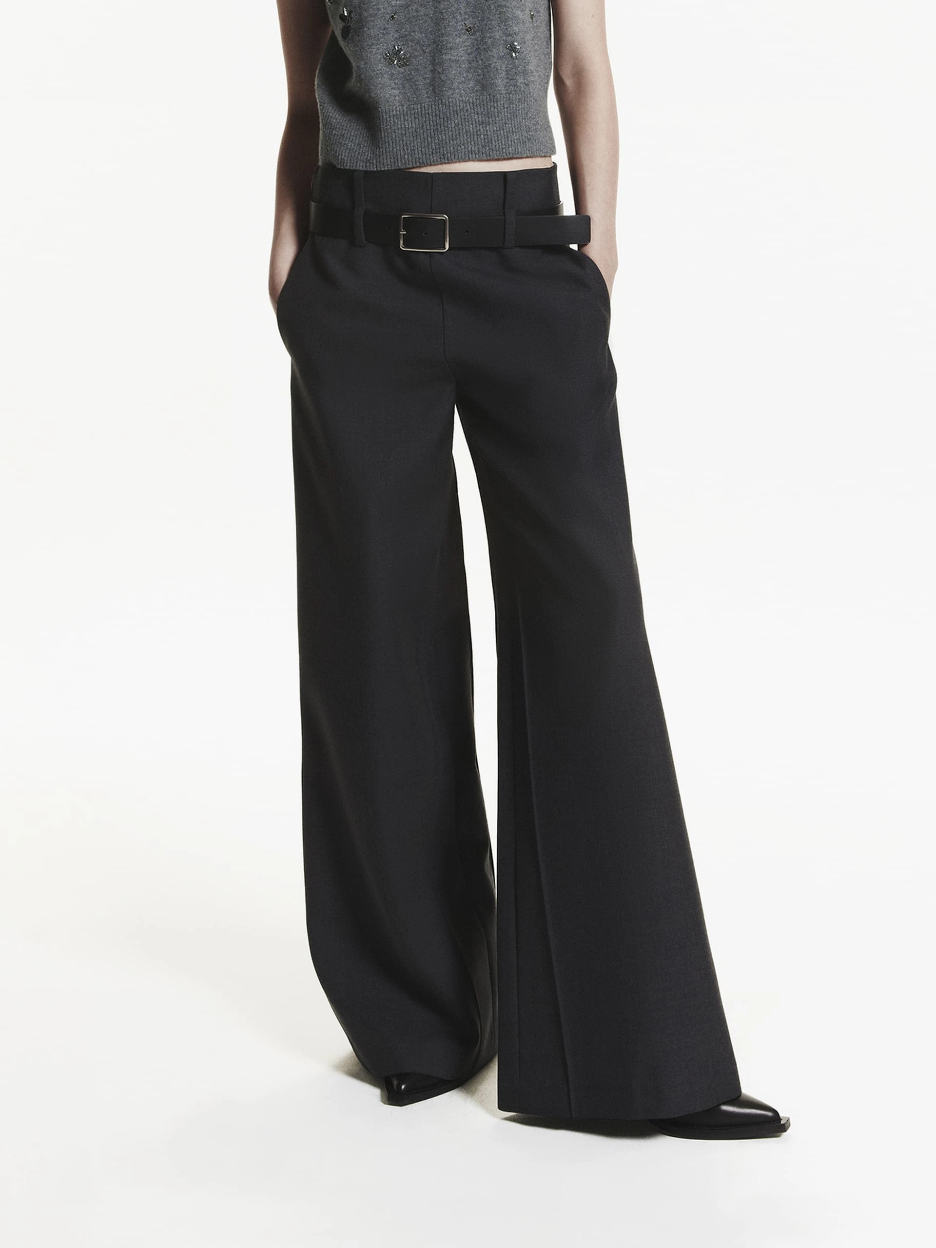 Recycled Polyester Smart Comfort Belted Wide Leg Pants