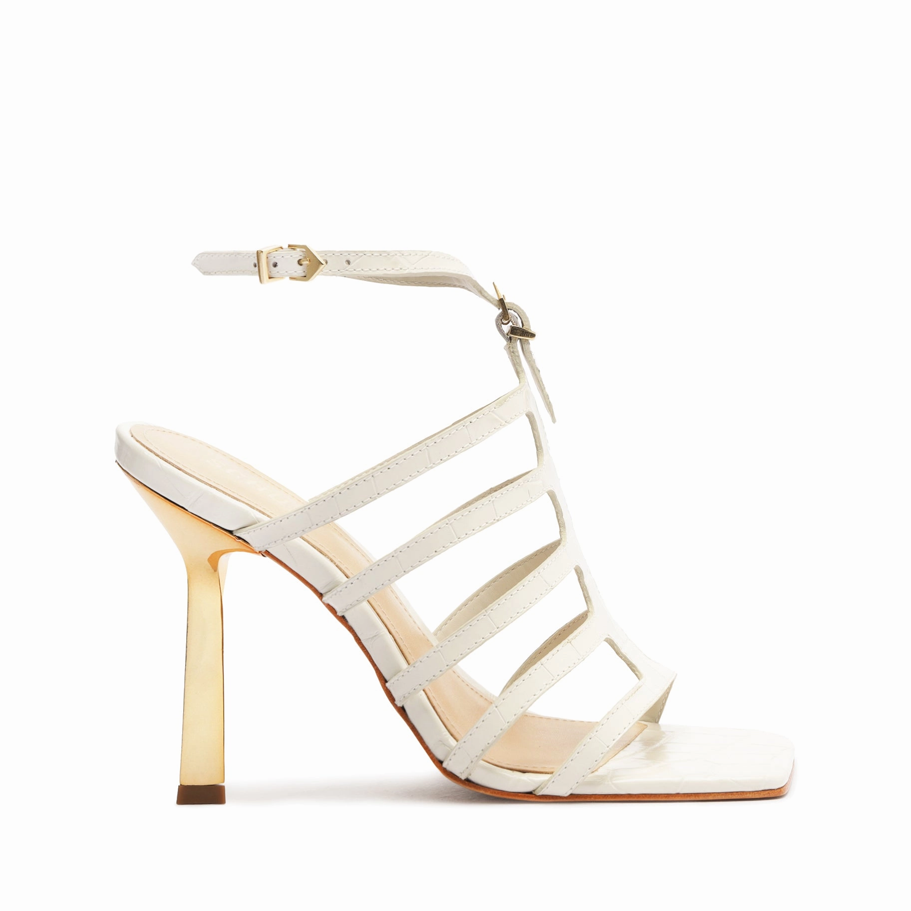 Weatherproof Coating Hayden Crocodile-Embossed Leather Sandal