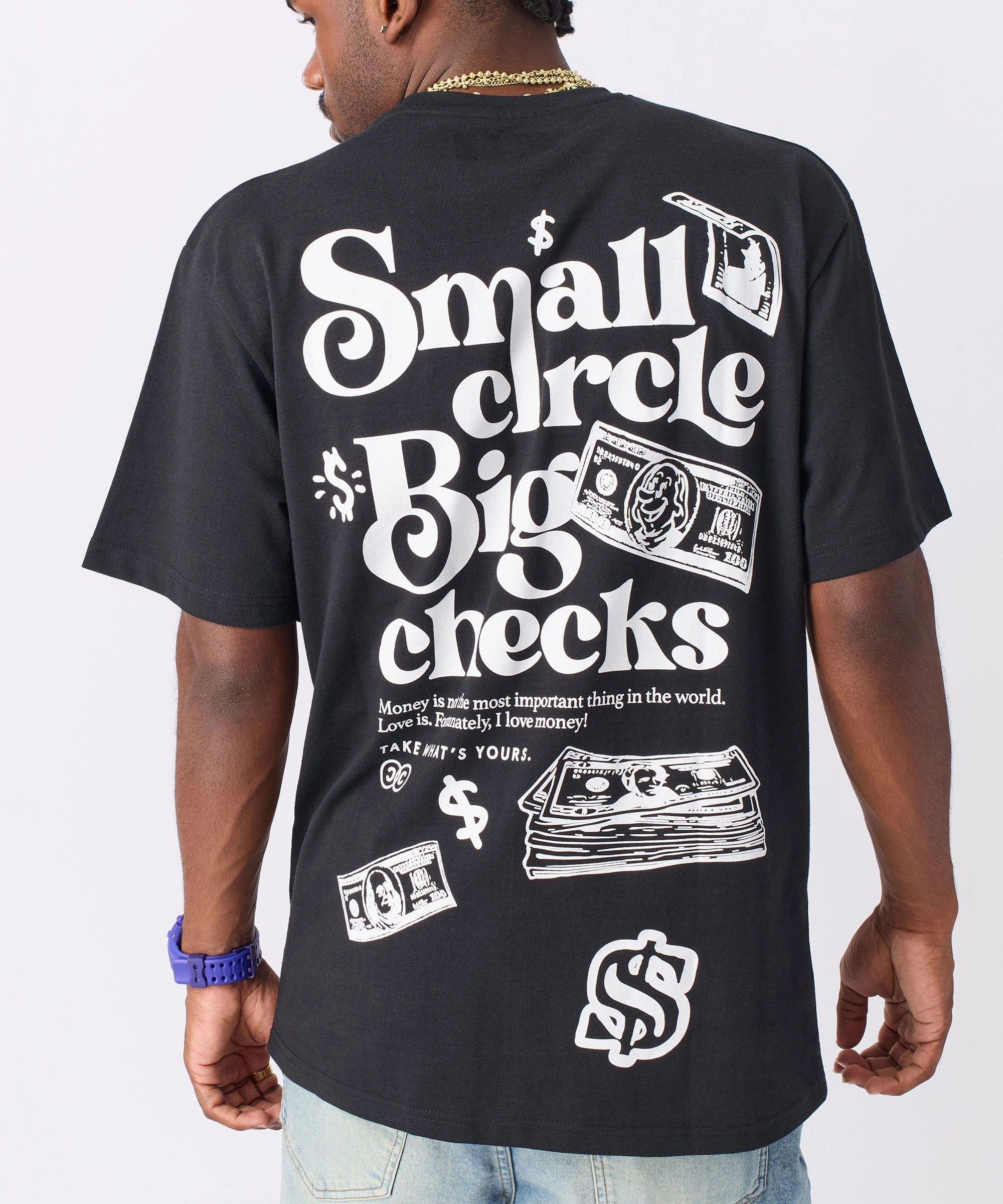 Yarn Dye Stripe Big Checks Embroidered Short Sleeve Tee