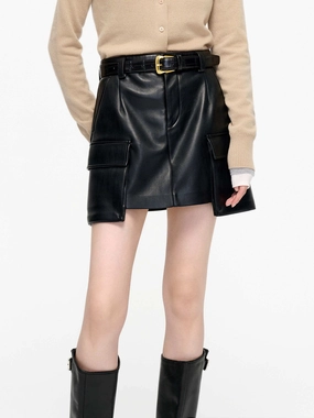 FlexibleMobilityDesign Big Pocket Leather Skirt