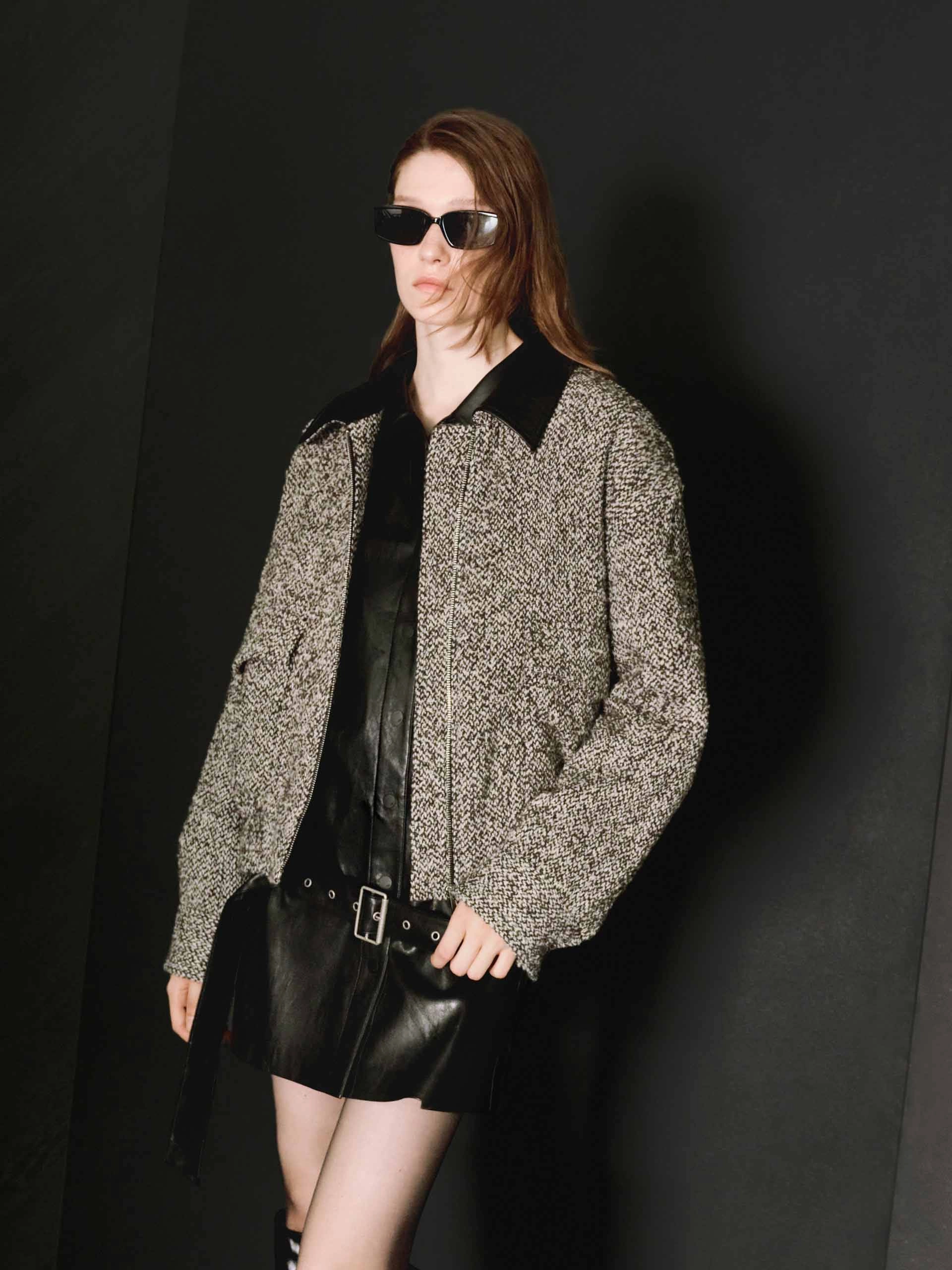 High End Look PU Collar Regular Jacket