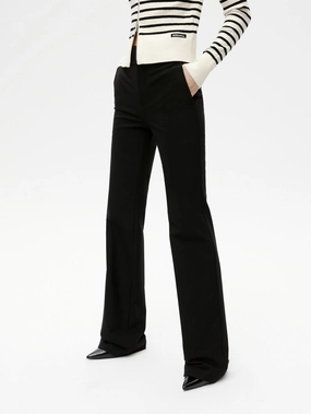 Relaxed Comfort Wear Sport Performance Black Flared Suit Pants