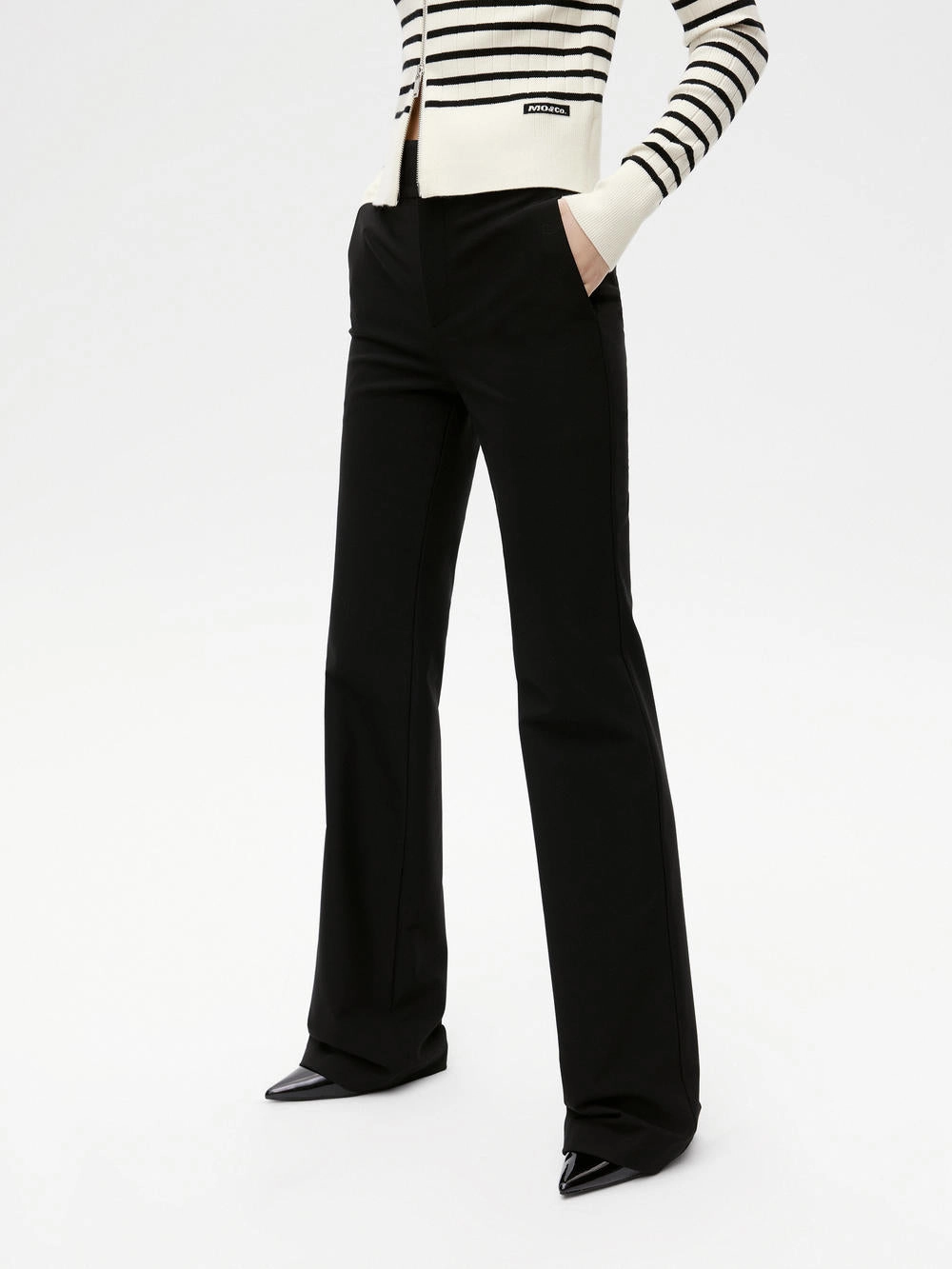 Relaxed Comfort Wear Sport Performance Black Flared Suit Pants