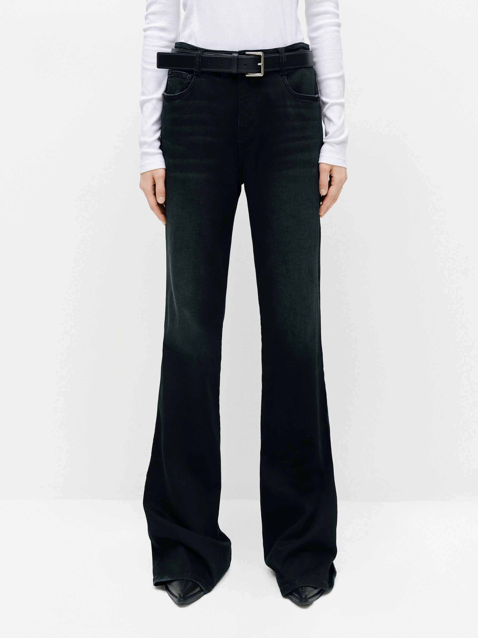 Black Wash Straight Jeans Fade Resistant Wash