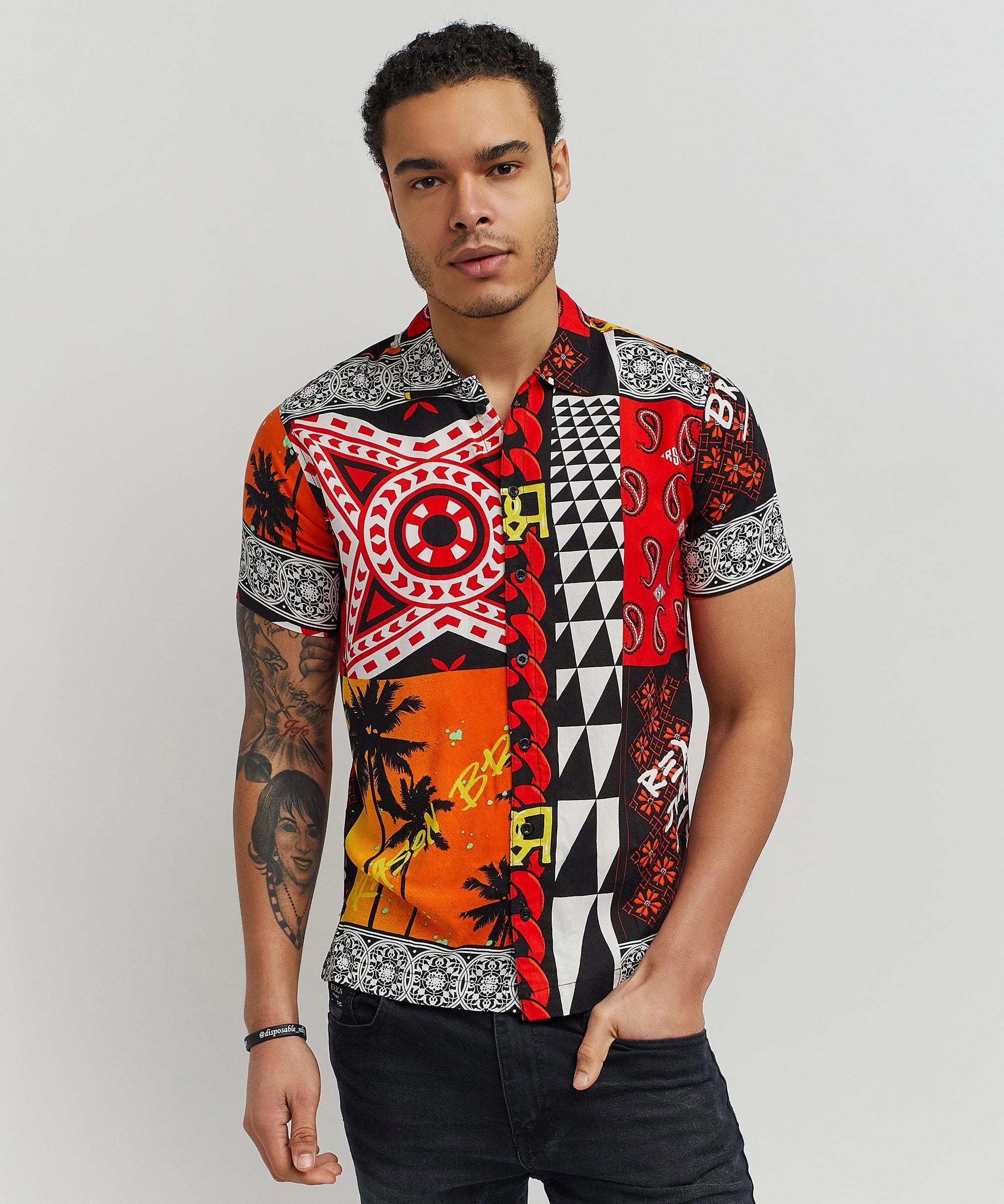 Blaze Geometric Allover Print Short Sleeve Shirt Quick Access Slit
