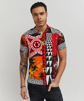 Blaze Geometric Allover Print Short Sleeve Shirt Quick Access Slit