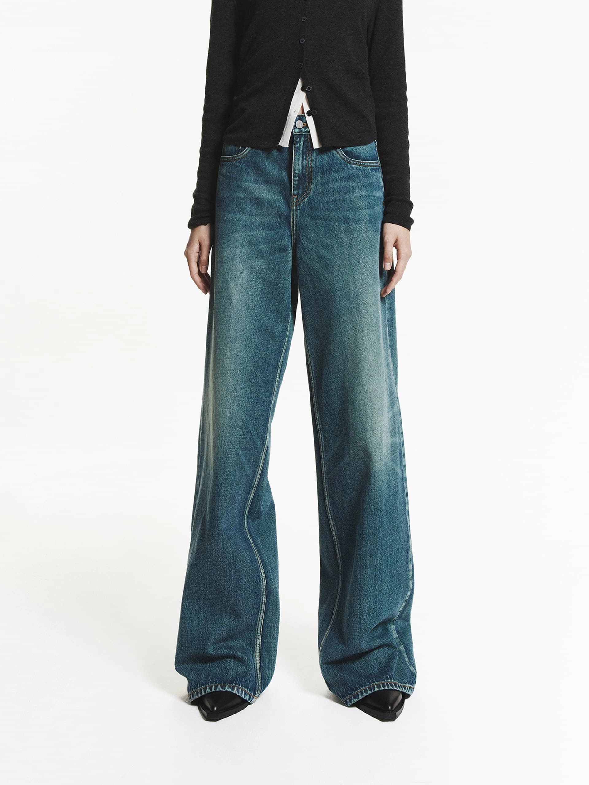 Simple Layers Blue Wash Wide Leg Jeans