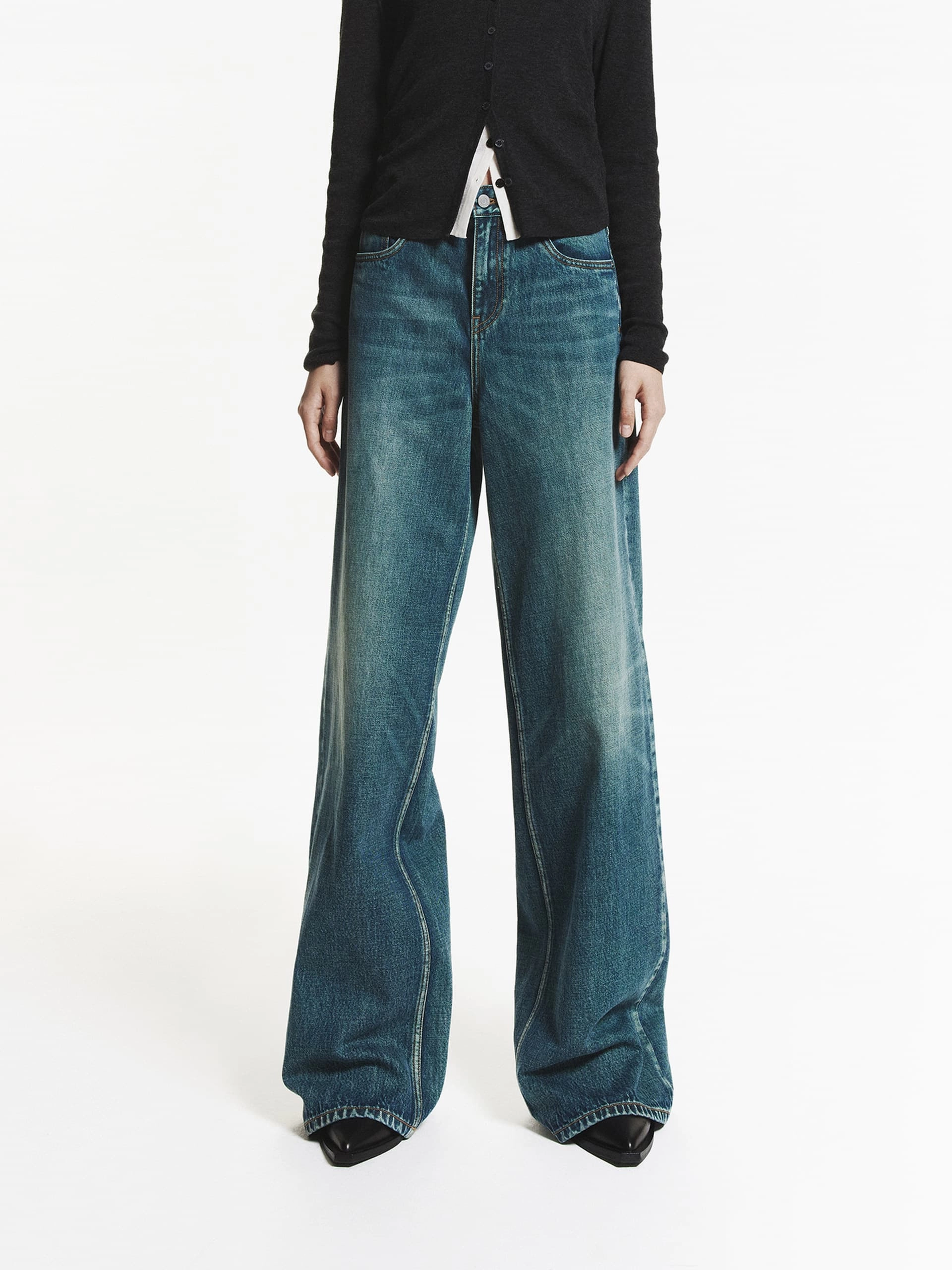 Blue Wash Wide Leg Jeans Parent Style Family Style
