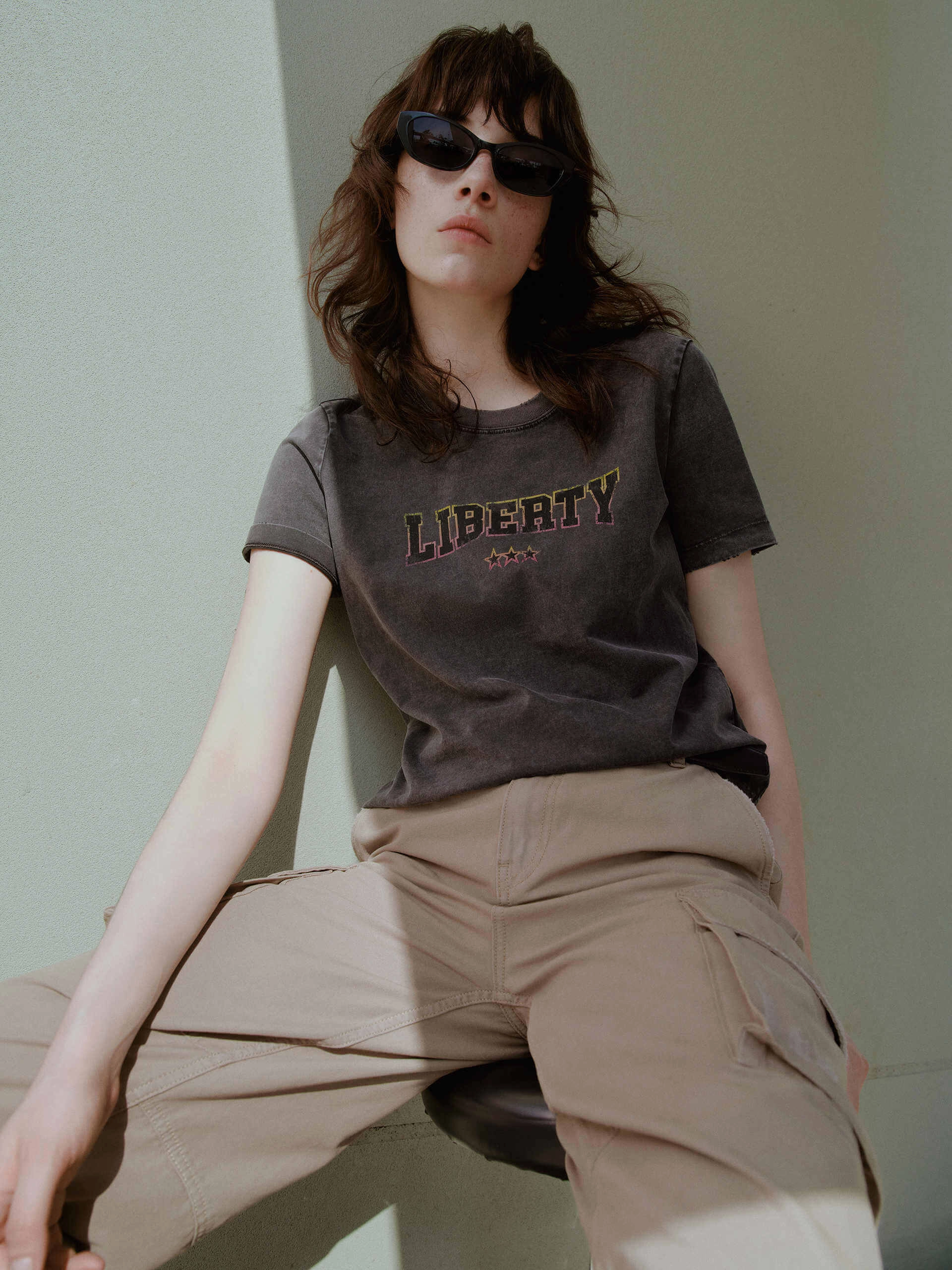 Daily Trend Distressed Effect Cotton T-shirt