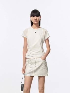 Layered Detail Cotton T-shirt UPF Rated Fabric