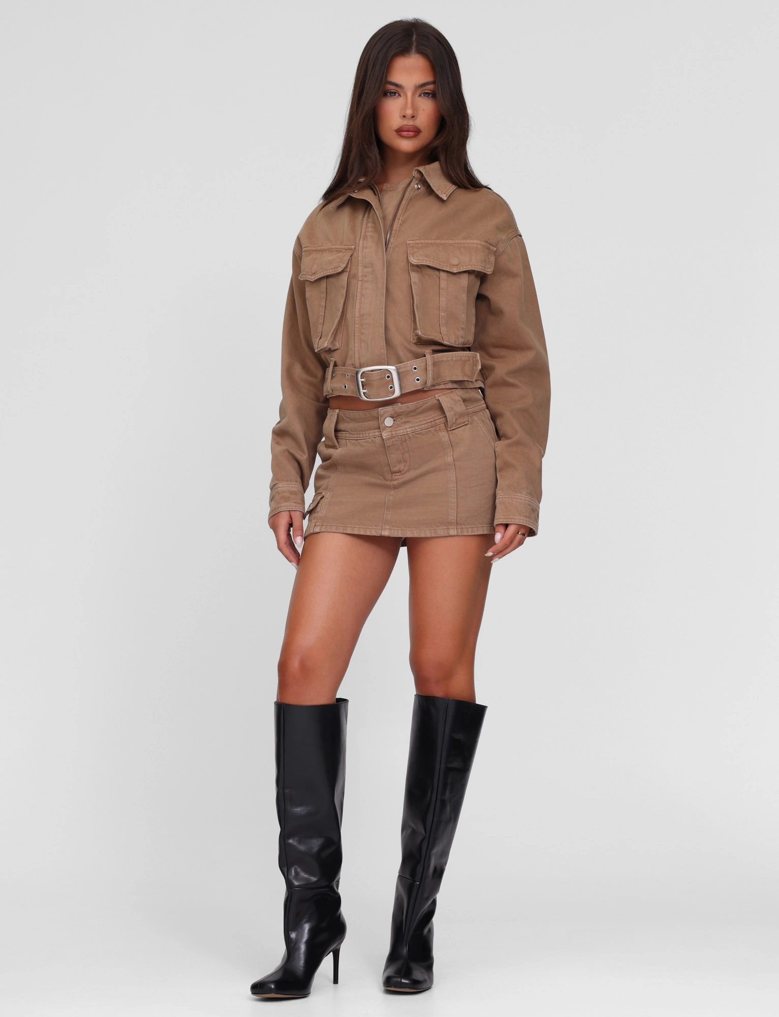 ZELIE MINI SKORT - NEUTRAL : SANDBLAST : WASHED TAN High Street Chic