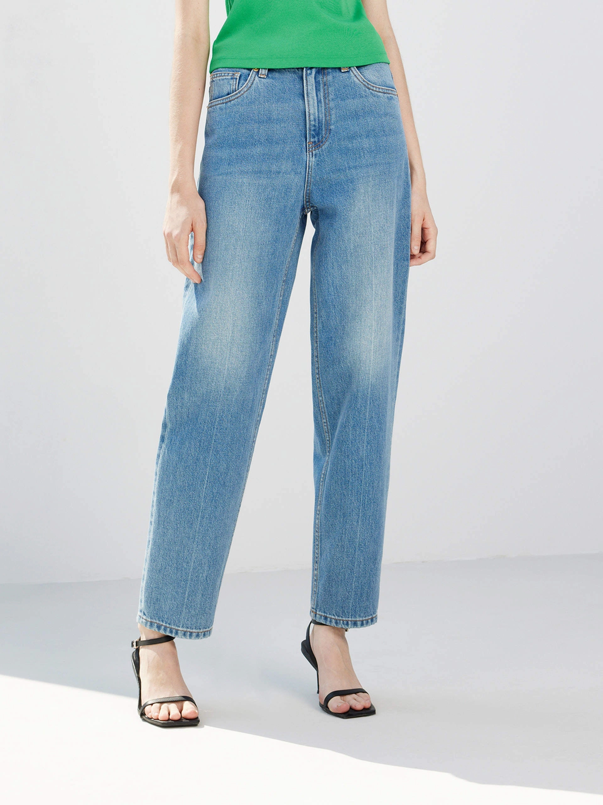 Stretch Road Trip Brunch Outfit Cotton Tapered Jeans