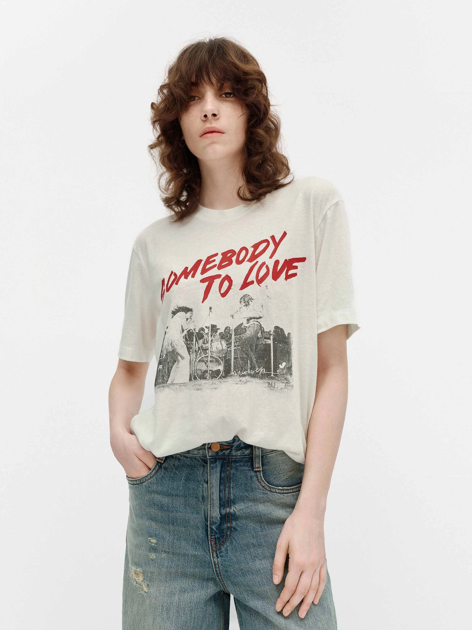 Functional Side Gussets casual top Vintage Printed Loose T-shirts