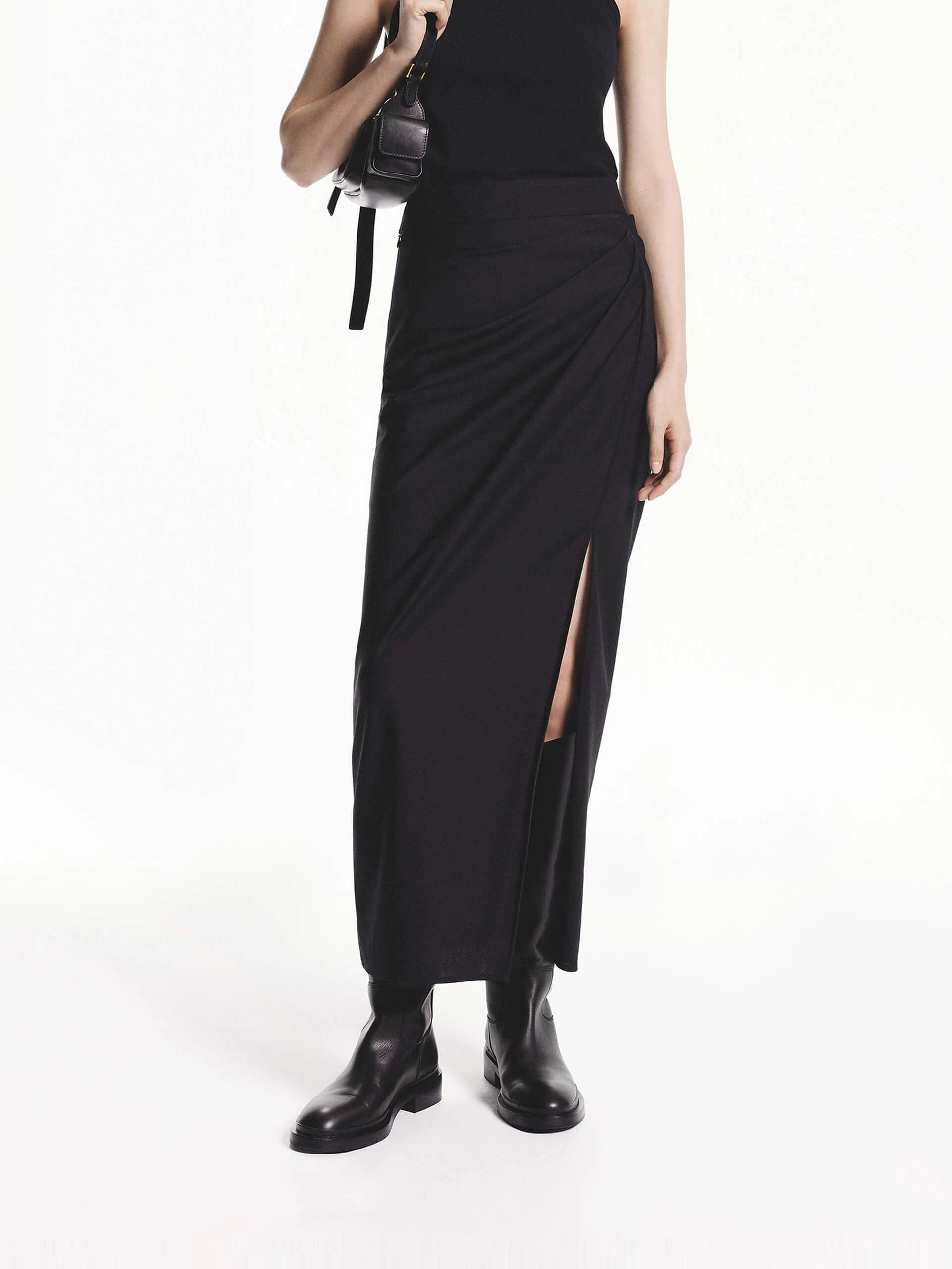 Cozy Touch MoistureWickingFabric Side Pleated Midi Skirt